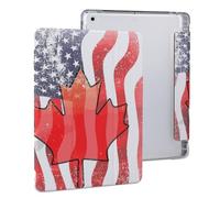 Vintage U.S. Canadian Flag Cute Tablet Case with Pencil Holder Unisex Slim Hard Protective Cover Compatible with iPad 2020 /Pro 2020/2020 AIR 4 /Pro 2021