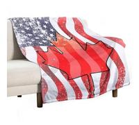 Vintage U.S. Canadian Flag Lightweight Blanket Throw Warm Flannel Blankets Soft Throws for Bed Couch Sofa