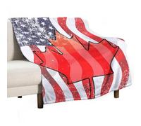 Vintage U.S. Canadian Flag Lightweight Blanket Throw Warm Flannel Blankets Soft Throws for Bed Couch Sofa