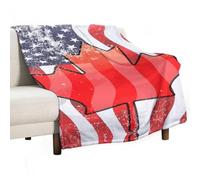 Vintage U.S. Canadian Flag Lightweight Blanket Throw Warm Flannel Blankets Soft Throws for Bed Couch Sofa