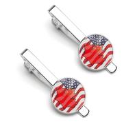 Vintage U.S. Canadian Flag Novelty Tie Clips for Men Trendy Necktie Bar Pins Holder Wedding Birthday Gift