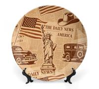 Vintage U.S. Newspaper Ceramic Decorative Plate 6-10 Inch Round