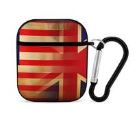 Vintage U.S. UK Flag Compatible with Airpod 1/2 Case PC Scratch-Resistant Drop-Proof Protective Cover with Keychain Black-style