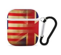 Vintage U.S. UK Flag Compatible with Airpod 1/2 Case PC Scratch-Resistant Drop-Proof Protective Cover with Keychain White-style