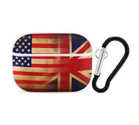 Vintage U.S. UK Flag Compatible with Airpod Pro Case PC Scratch-Resistant Drop-Proof Protective Cover with Keychain White-style