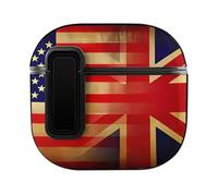 Vintage U.S. UK Flag Compatible with Airpods 4 Case PC Scratch-Resistant Drop-Proof Protective Cover with Secure Buckle