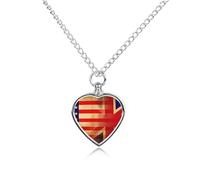 Vintage U.S. UK Flag Custom Dog Urns Alloy Pet Ashes Jewelry Pets Cremation Pendant Necklace for Men Women Keepsake