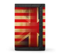Vintage U.S. UK Flag Trifold Men's Wallets with 8 Card Slots & Key Hook Slim Travel Purse Money Clip
