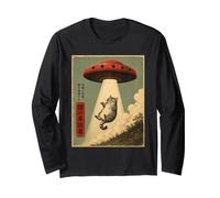 Vintage UFO Abducting Cat Alien Abduction Graphic Men Women Long Sleeve T-Shirt