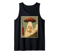 Vintage UFO Abducting Cat Alien Abduction Graphic Men Women Tank Top