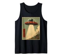 Vintage UFO Abducting Cat Alien Abduction Graphic Men Women Tank Top