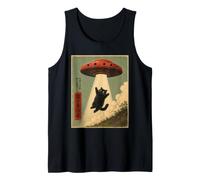 Vintage UFO Abducting Cat Alien Abduction Graphic Men Women Tank Top