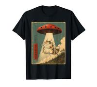 Vintage UFO Abducting Cat Alien Abduction Graphic Men Women Value Graphic T-Shirt