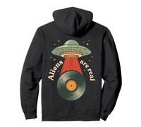 Vintage UFO Abduction Vinyl Record Player Retro Music Lover Pullover Hoodie