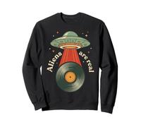 Vintage UFO Abduction Vinyl Record Player Retro Music Lover Sweatshirt
