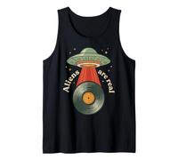 Vintage UFO Abduction Vinyl Record Player Retro Music Lover Tank Top