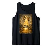 Vintage UFO Cow Abduction Funny Retro Sci-Fi Alien Artwork Tank Top