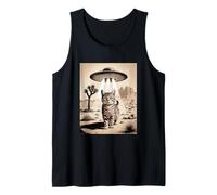 Vintage UFO Cowboy Cat Feline Humor Tank Top