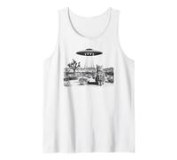 Vintage UFO Cowboy Cat Shirt Retro Western Kitten Wild West Tank Top