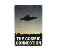 Vintage UFO THE COSMIC CONNECTION Metal Tin Sign