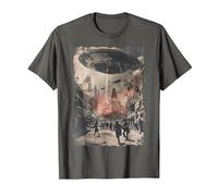 Vintage UFO/UAP Invasion Alien War Armageddon UFO T-Shirt, Men, Asphalt Grey, 5X-Large