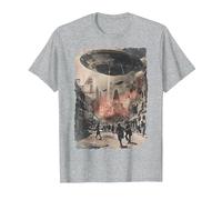 Vintage UFO/UAP Invasion Alien War Armageddon UFO T-Shirt, Men, Heather Grey, Small