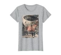 Vintage UFO/UAP Invasion Alien War Armageddon UFO T-Shirt, Women, Heather Grey, 3X-Large