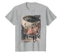 Vintage UFO/UAP Invasion Alien War Armageddon UFO T-Shirt, Youth, Heather Grey, 4T