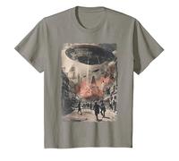 Vintage UFO/UAP Invasion Alien War Armageddon UFO T-Shirt, Youth, Slate Grey, 4T