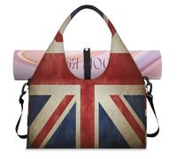 Vintage UK British Flag Sports Duffel Bag for Women Men Weekend Overnight Bag with Shoe Compartment Shoulder Tote Luggage Bag for Yoga Gym Travel