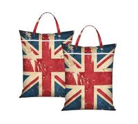 Vintage Uk Flag 2Pcs Travel Laundry Bag with Handle, Portable Dirty Washing Bag for Camping Gym Holidays Retro British Flag Water-Repellent Laundry Tote for Suitcase Luggage