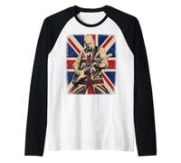 Vintage UK Flag Boss Winston Churchill Playing Guitar Raglan Baseball Tee
