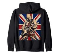 Vintage UK Flag Boss Winston Churchill Playing Guitar Zip Hoodie