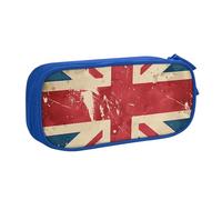 Vintage UK Flag Pencil Case for Boys Girls Retro British Flag Large Pen Bag Desk Stationery Organizer Pencil Pouch for School Office Zippered Makeup Bag