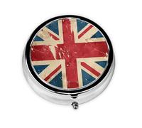 Vintage UK Flag Small Pill Box 3 Compartment Portable Pill Box for Purse Pocket Retro British Flag Mini Medicine Organiser for Daily Vitamin Fish Oil Storage