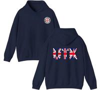 Vintage UK Flag UTK Hoodie - British Heritage Union Jack Unisex Pullover - Retro British Pride Jumper Navy