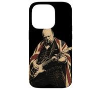 Vintage UK Flag Winston Churchill Playing Guitar Case for iPhone 14 Pro