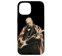 Vintage UK Flag Winston Churchill Playing Guitar Case for iPhone 15