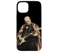 Vintage UK Flag Winston Churchill Playing Guitar Case for iPhone 15 Plus