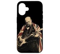 Vintage UK Flag Winston Churchill Playing Guitar Case for iPhone 16