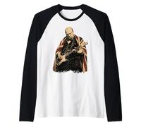 Vintage UK Flag Winston Churchill Playing Guitar Raglan Baseball Tee