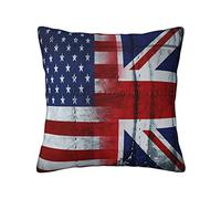 Vintage UK USA Flag Throw Pillow Case Retro American England Flag Cushion Cover Throw Pillow Cover Home Decorative for Living Room 45cmx45cm