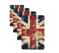 Vintage Union Jack British Flag Car Air Fresheners Cards Set of 4 Pieces Personalized Car Fresheners Gifts for Men Women Auto Aromatherapy Tablets Hanging Scented Cards for Wardrobe Bathroom