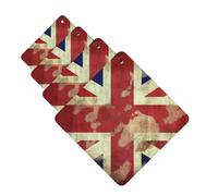 Vintage Union Jack British Flag Car Air Fresheners Cards Set of 4 Pieces Personalized Car Fresheners Gifts for Men Women Auto Aromatherapy Tablets Hanging Scented Cards for Wardrobe Bathroom