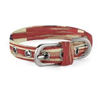 Vintage Union Jack British Flag Dog Collar Adjustable Pet Collar Stainless Steel D-Ring Collar Oxford Cloth Cat Collar Strap with Metal Buckle for Small Medium Dog