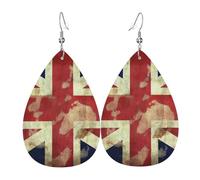 Vintage Union Jack British Flag Earrings for Women Faux Leather Earring Teardrop Dangle Earrings Lightweight Jewelry Gift