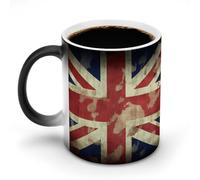 Vintage Union Jack British Flag Magic Coffee Mug Cups Personalized Color Changing Mug Heat Sensitive Heat Changing Coffee Mugs with Handle 11 Oz Mugs Funny Ceramic Cup for Tea/Latte/Milk/Cocoa