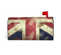 Vintage Union Jack British Flag Mailbox Cover Standard Size 21x18 in Magnetic Mailbox Wraps Waterproof Post Wraps Letter Box Cover for Garden Home Decorations