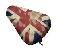 Vintage Union Jack British Flag Padded Bike Seat Cushion with Drawstring Soft Comfort Waterproof Bicycle Seat Cover, Wide Saddle Protection Covers Protector for Men Women for Exercise Mountain Road Bi