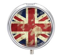 Vintage Union Jack British Flag Pill Box 3 Compartment Small Pill Case for Purse Travel Pill Organizer Metal Pill Holder Portable Pill Container Medicine Organizer for Vitamin Fish Oil Supplements